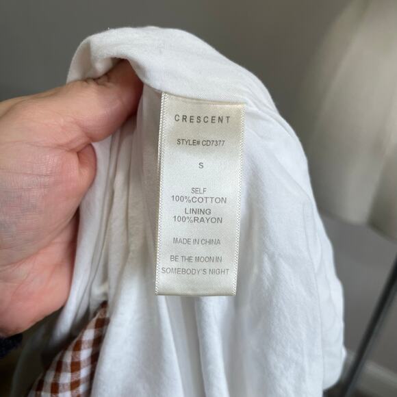 Crescent Cotton Gingham Tiered Midi Dress Tie Straps Cottagecore Sz Small - Picture 6 of 9